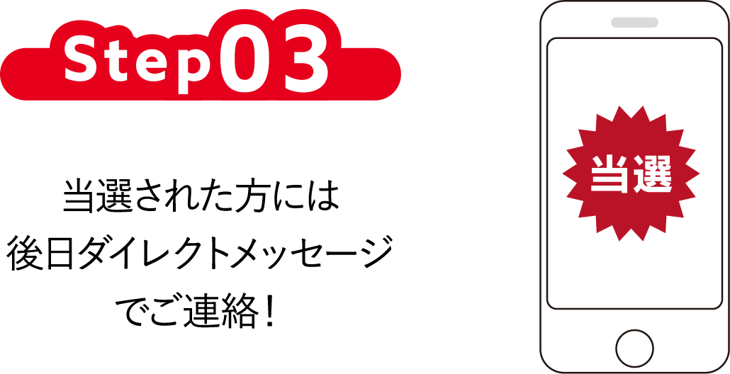 Step3 当選された方には後日ダイレクトメッセージでご連絡!