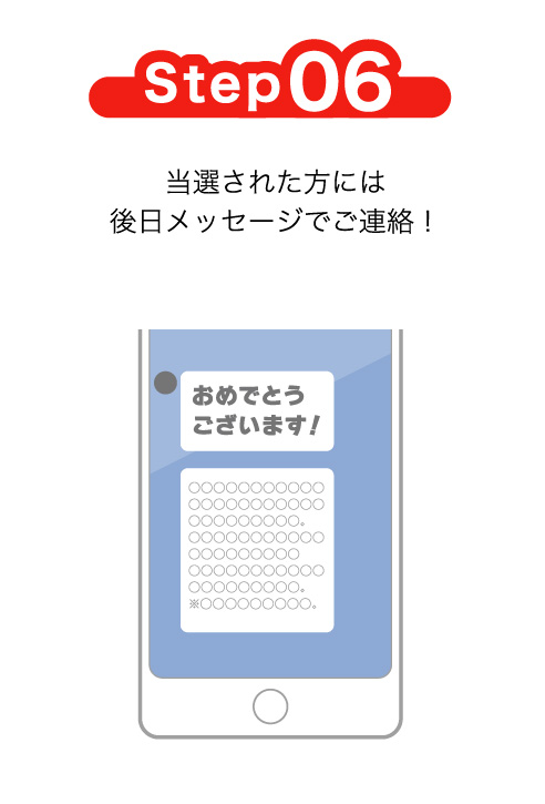 Step06 当選された方には後日メッセージでご連絡!